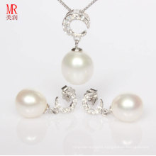 925 Silver Freshwater Pearl Jewelry Set, Pendant, Earrrings